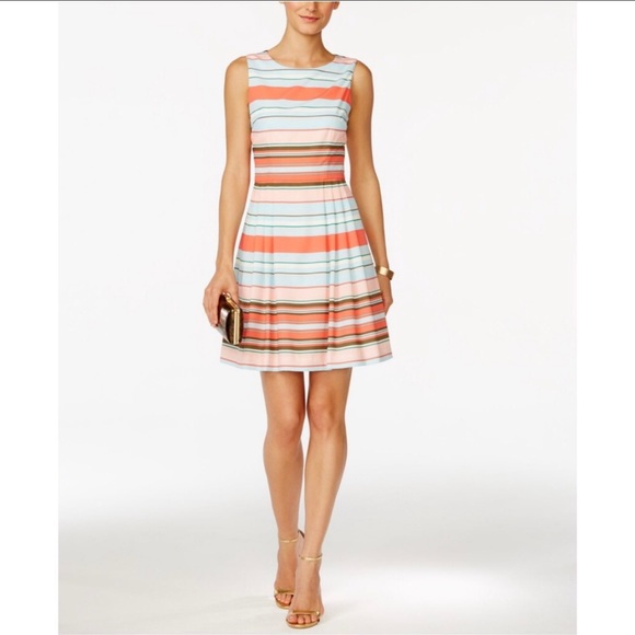 CeCe Cynthia Steffi Stripped A Line Dress NWOT - Picture 1 of 8